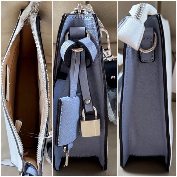 NWT Adrienne Vittadini Key Lock Colorblock Blue White Crossbody Bag - Picture 3 of 7